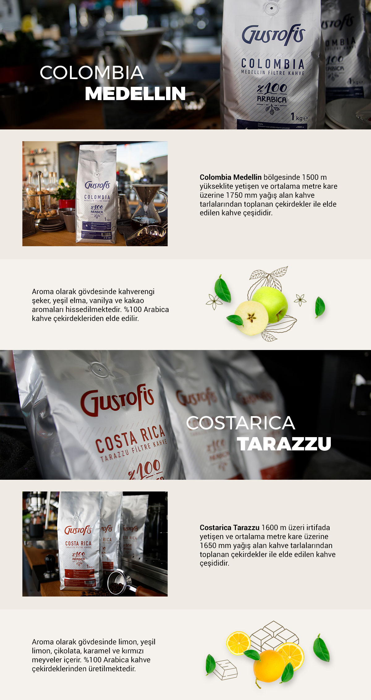 Gustofis Colombia Medellin Öğütülmüş Filtre Kahve 1 kg Fiyatı