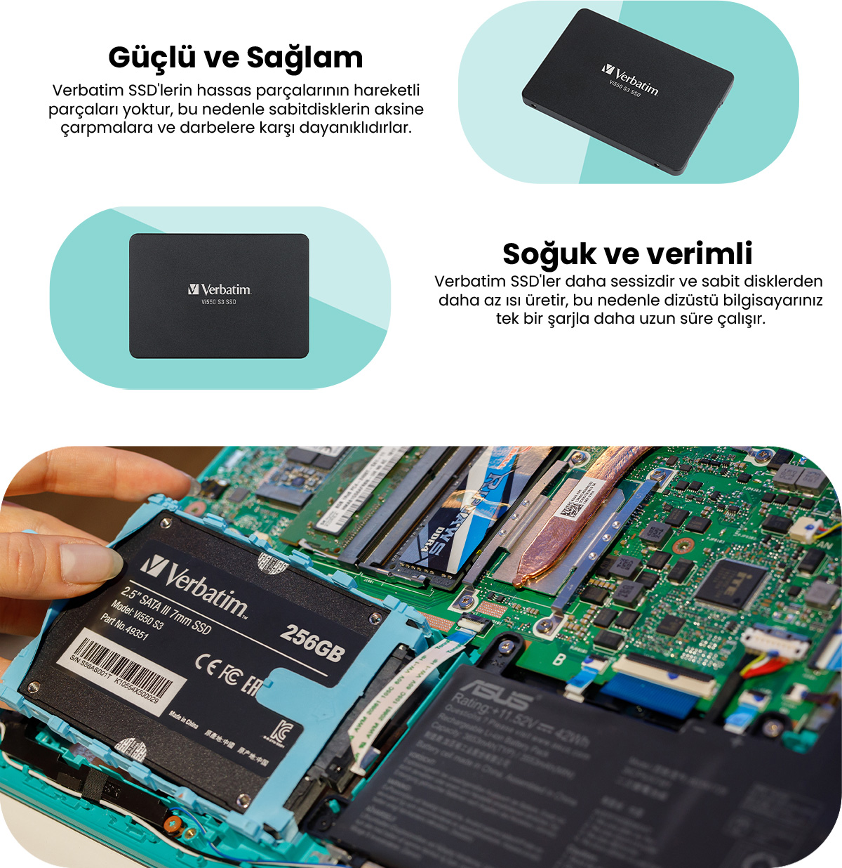 520MB-500MB/SN 512GB Fiyatı 2.5\' SSD VI550 Verbatim Sata-3 S3