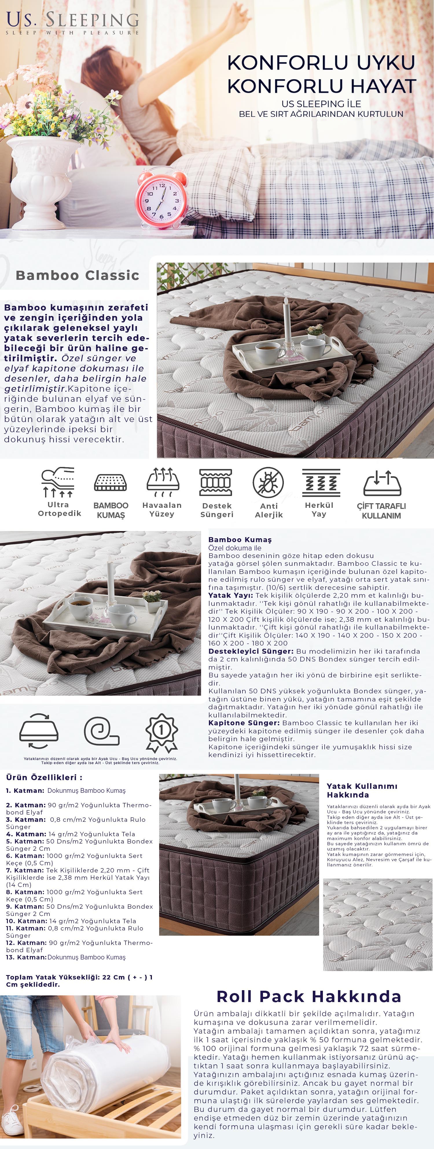 Us Sleeping Full Bamboo Classic Yayli Yatak 90 X 200 Fiyati