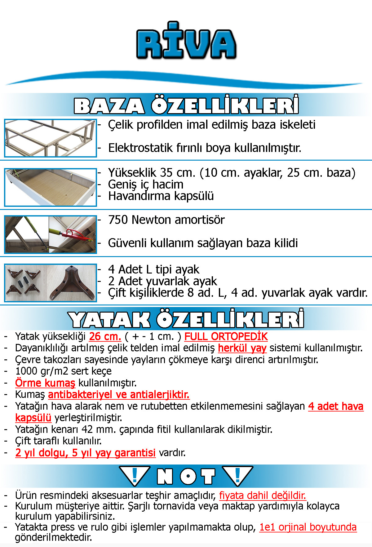Sleep Comfort Riva Yatak Baza Başlık Set 150x200 Fiyatı