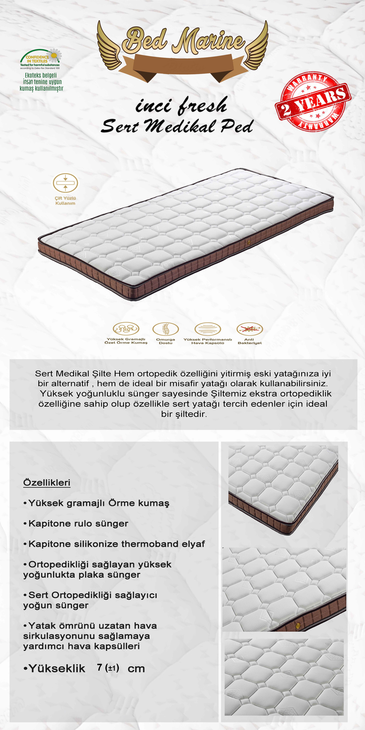 Bed Marine İnci Fresh Sert Medical Yatak Şİltesi Ped Fiyatı