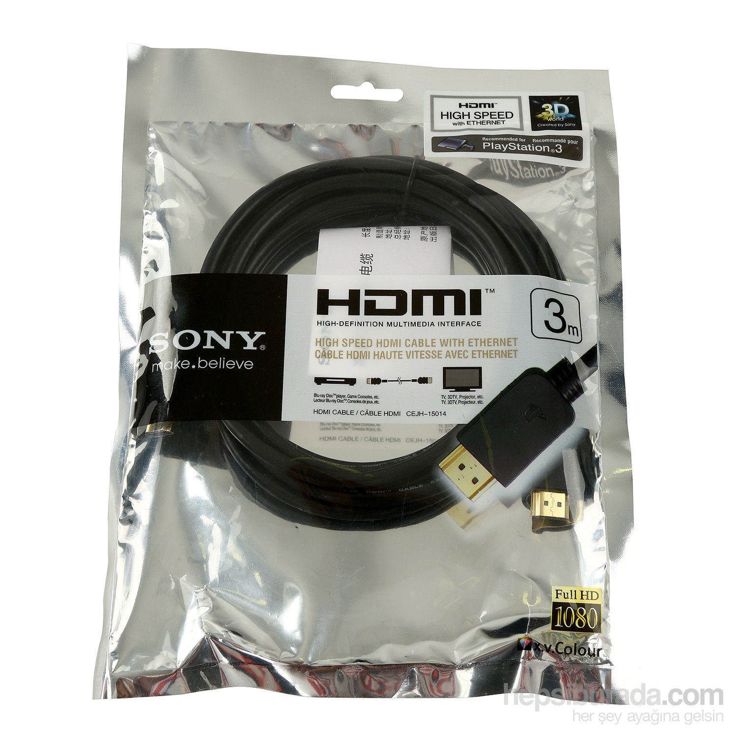 Sony 1.4 3D Uyumlu Hdmi Kablo 3m