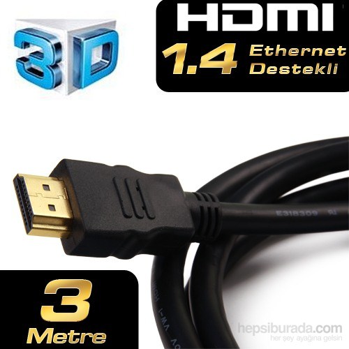 TX 3m HDMI v1.4 3D ve Ağ Destekli Altın Uçlu Kablo (TX-HD-CV14L300A90PS)