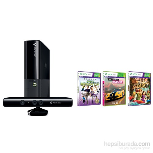 Microsoft Xbox 360 500 GB Konsol + Kinect Sensör + Forza Horizon + Kinect Sports + Kinect Adventures