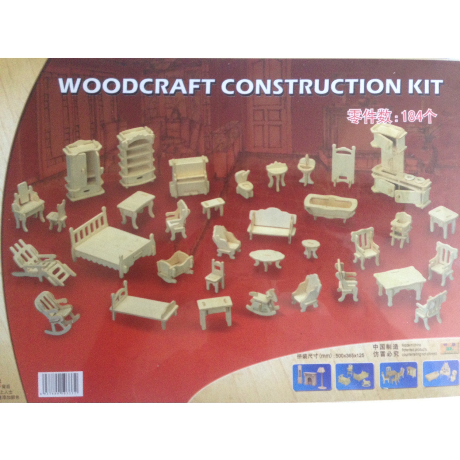 Woodcraft Minyatür Ahşap Ev Eşyaları Maketi 170 Parça Fiyatı