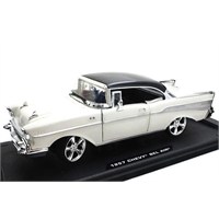 Motormax 1:18 1957 Chevy Bel Air Diecast -Krem Model Araba