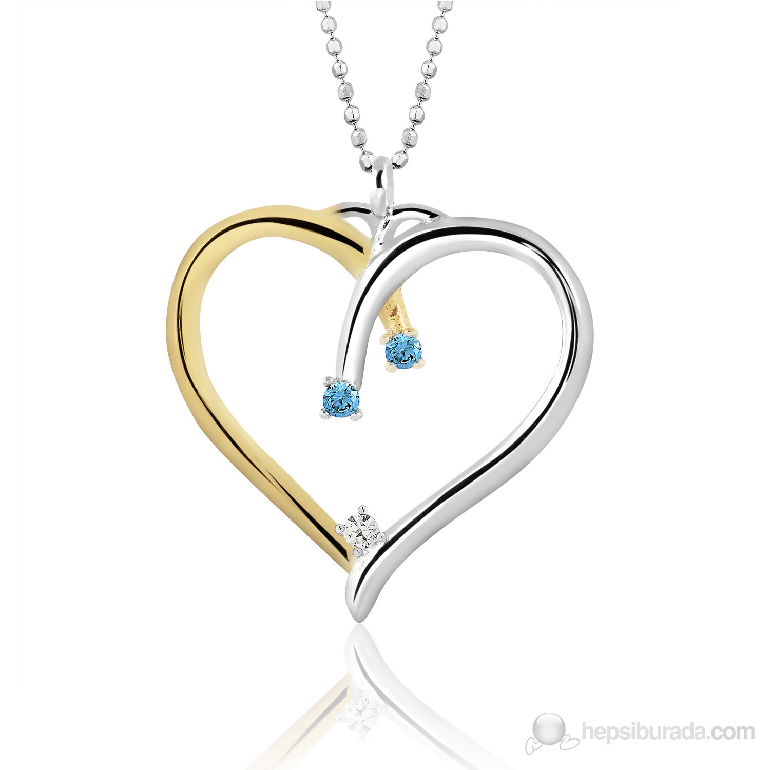 Chavin 0,02 carat Pırlanta ve Topaz Taşlı Gümüş Kalp Kolye cd99