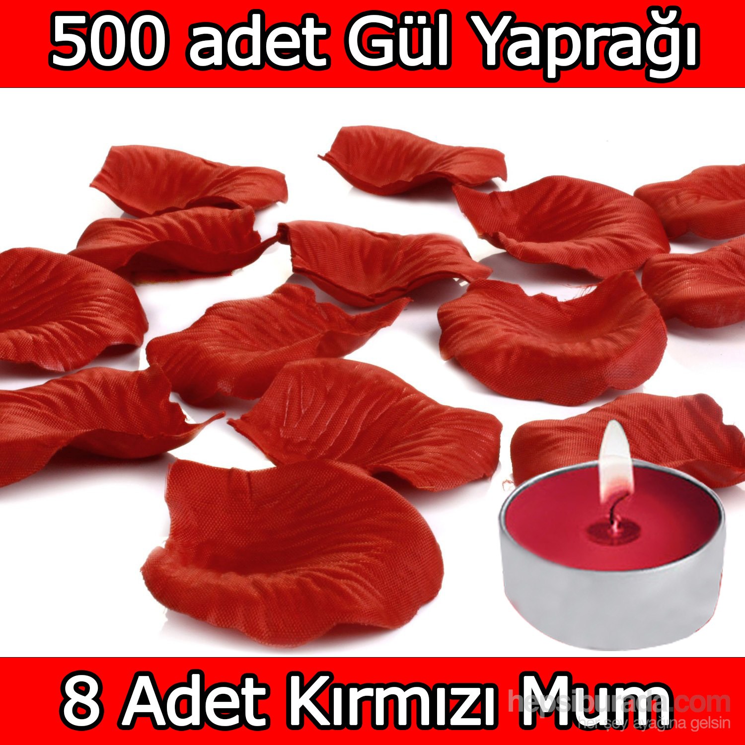 Chavin 500 Adet Gül Yaprağı-Gül Yaprakları-Kırmızı Mum
