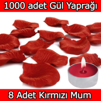 Chavin 1000 Adet Gül Yaprağı-Gül Yaprakları-Kırmızı Mum