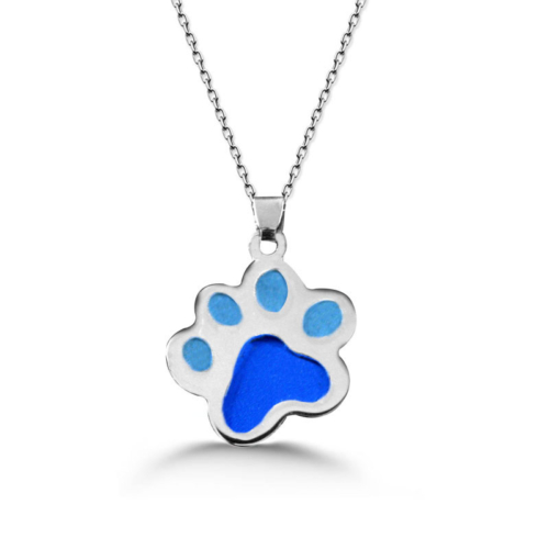 Chavin Mavi Renkli Köpek Kedi Patisi, Pati Gümüş Kolye Dm49 Fiyatı