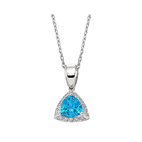 Gizzaro 0.15 Karat Pırlanta 1.48 Mavi Topaz  Pırlanta Kolye Gzkl073