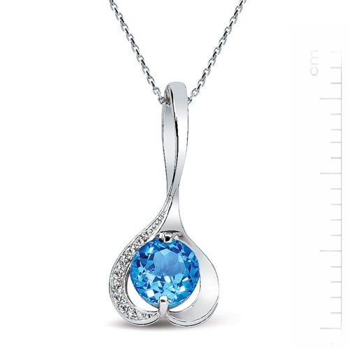 Bella Gloria  925 Ayar Gümüş Üzeri  Altın Kaplamalı Pırlanta Mavi Topaz 'Birtanem' Burç Kolyesi (GK00119)