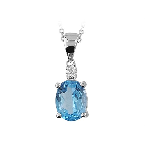 Sirius Mavi Topaz ve Pırlanta Taşlı Kolye