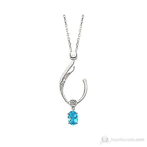 Gizzaro Mavi Topaz Pırlanta Kolye GMY056