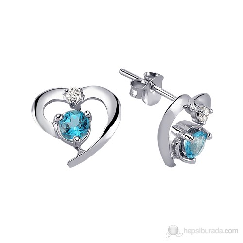 Gizzaro Mavi Topaz Pırlanta Küpe GMY063