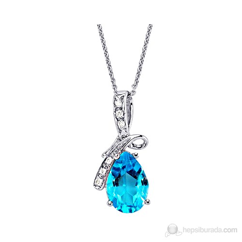 Gizzaro Mavi Topaz Pırlanta Kolye GZKL105