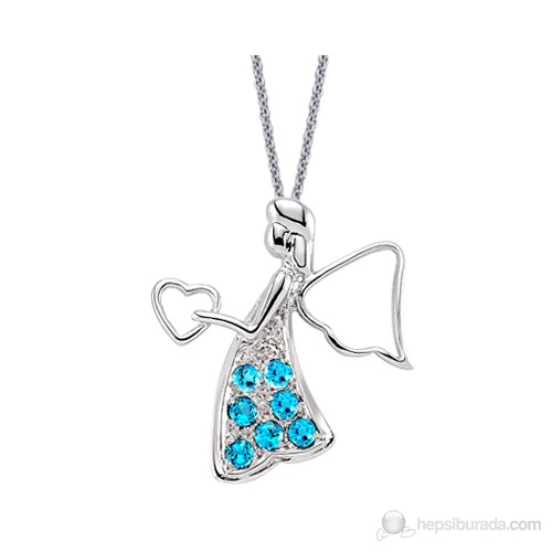 Gizzaro  Mavi Topaz Pırlanta ''Aşk Meleğim''Kolye Gmy067