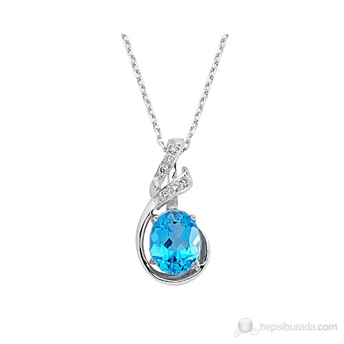 Gizzaro 0.06 Karat Mavi Topaz Pırlanta KolyeGZKL113
