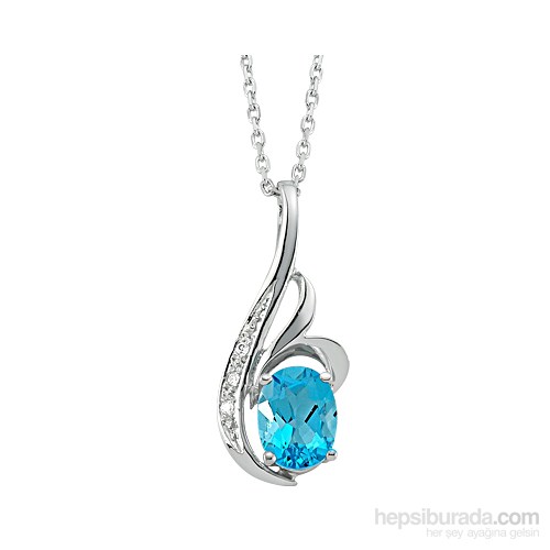 Gizzaro 0.03 Karat 2.15 Karat Mavi Topaz Pırlanta  Kolye GMY102