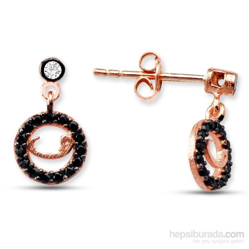 Tesbihane 925 Ayar Gümüş Zirkon Taşlı Halka Vav Küpe