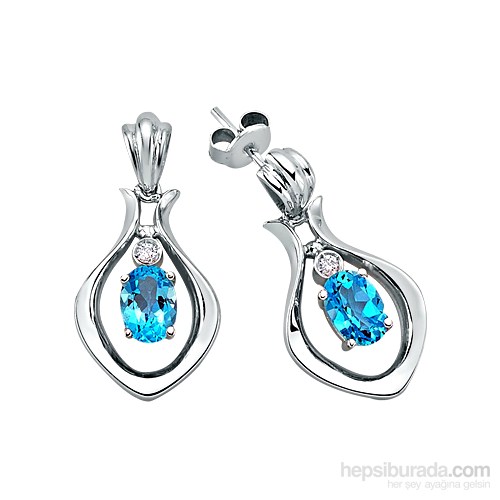 Gizzaro 1.96 Mavi Topaz, 0.04 Karat Pırlanta Küpe GMY107