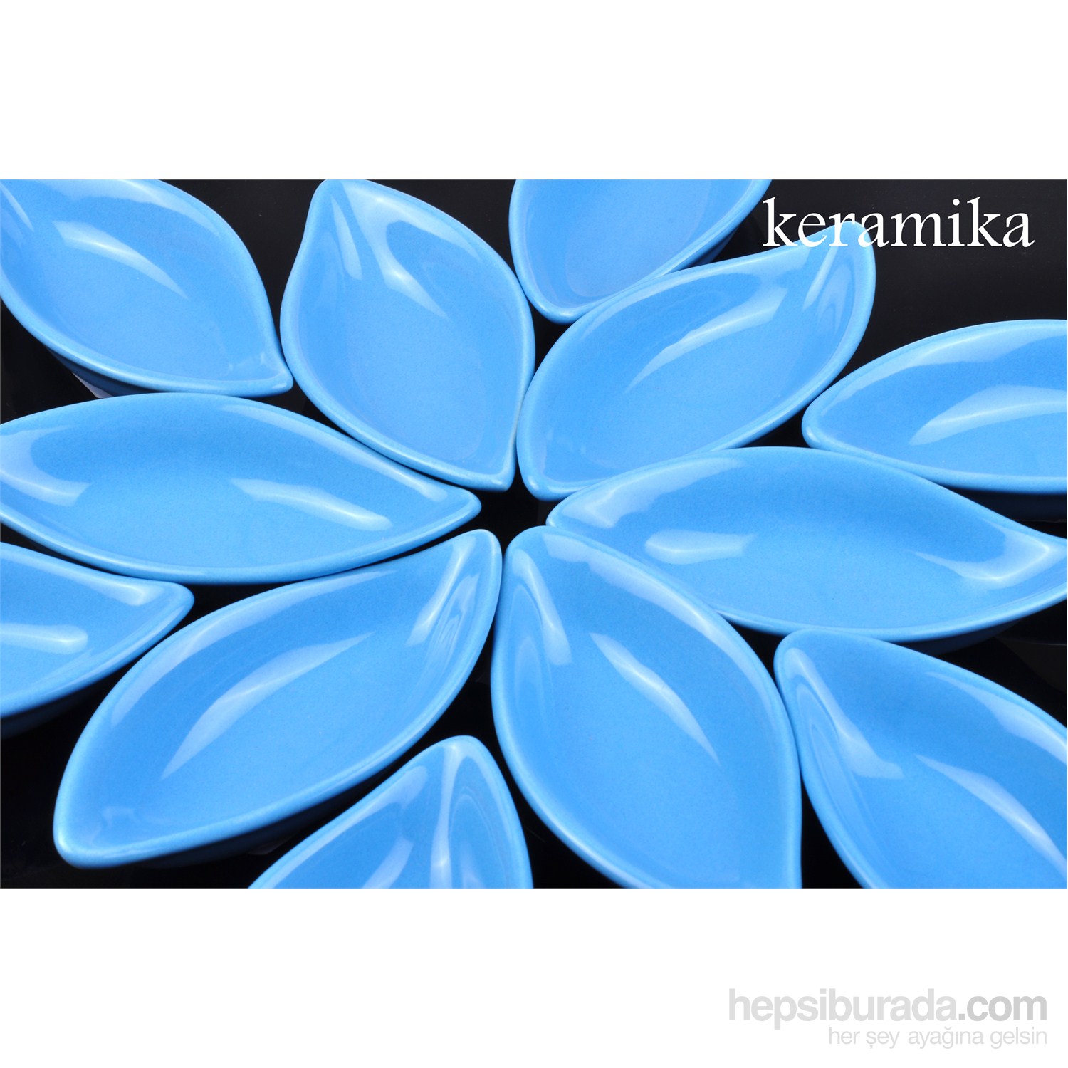 Keramika 6'lı Sosluk Yaprak 12 Cm Mavı 400
