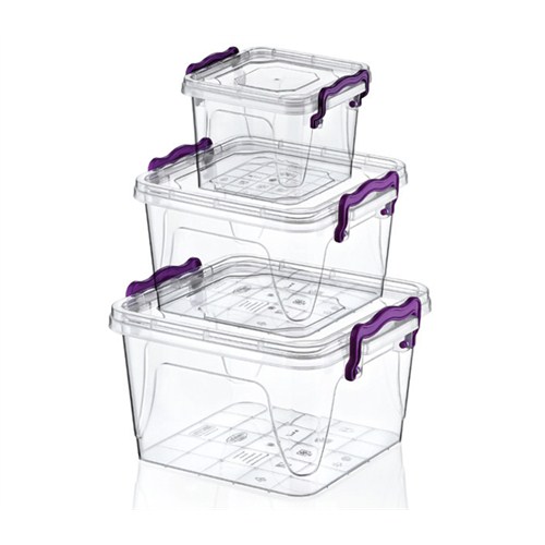 Hobby Life Plastik 3 Lü Kare Multi Set (0,55+1,2+2,4Lt) Saklama Kabı