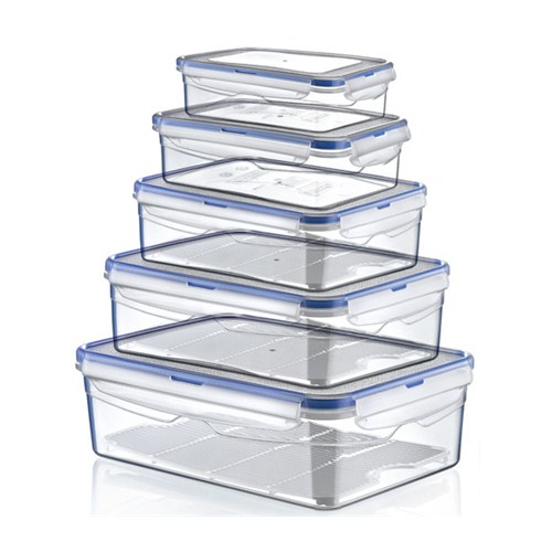 Hobby Life Plastik 5 Li Dikdörtgen Sızdırmaz Saklama Kabı(0,4+,8+1,4+2,6+4,3Lt)