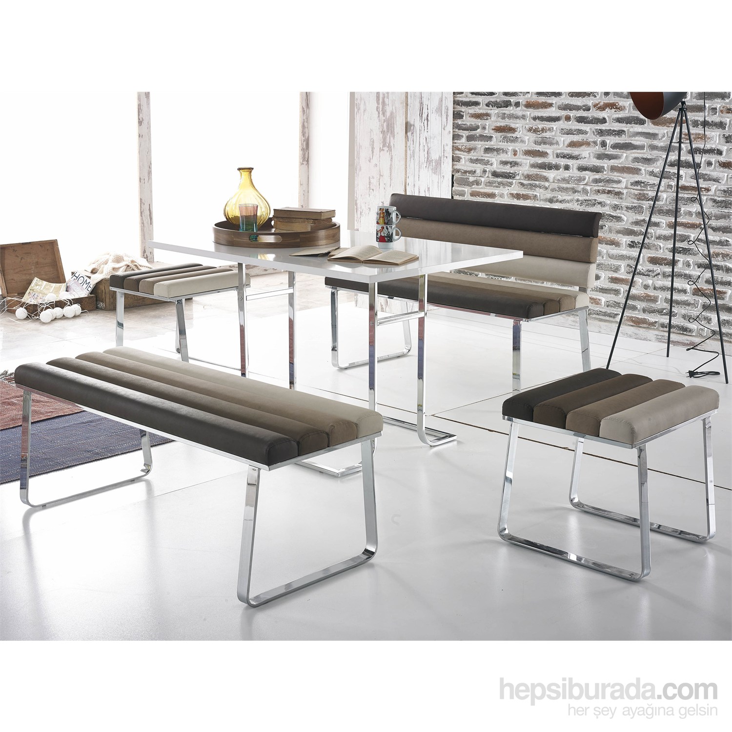 Palm İris Puflu Ve Banklı Mutfak Masa Takımı Fiyatı