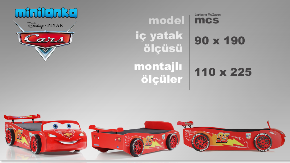 Cars Şimşek McQueen Board Arabalı Yatak 90x190 Fiyatı