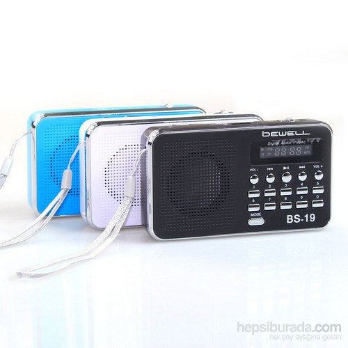 Bewell BS19 USB Mini Radio ve MP3 Çalar Hoparlör (Beyaz)
