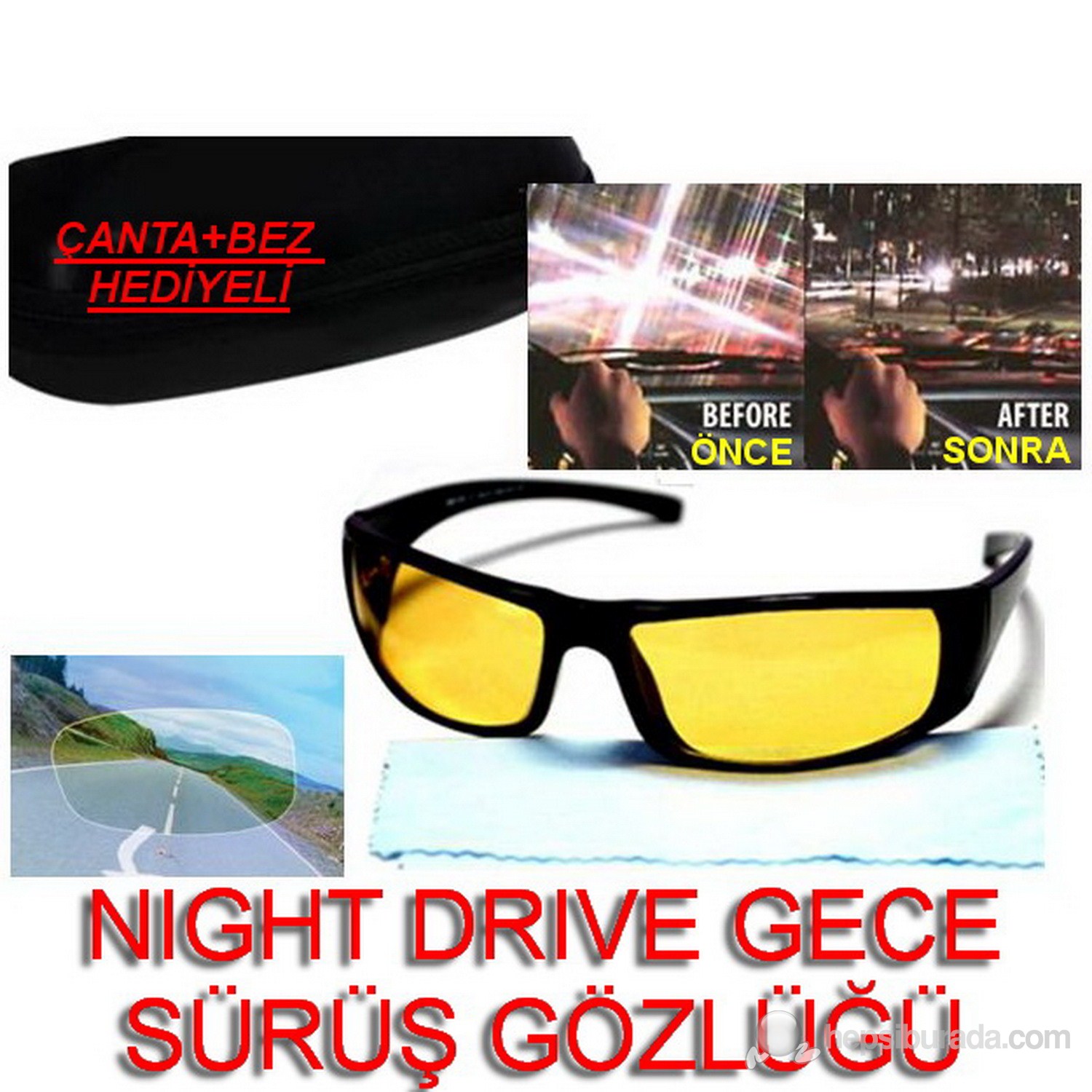 Night Drive Gece Sürüş Gözlüğü Çanta Ve Bez Hediyeli 9712001