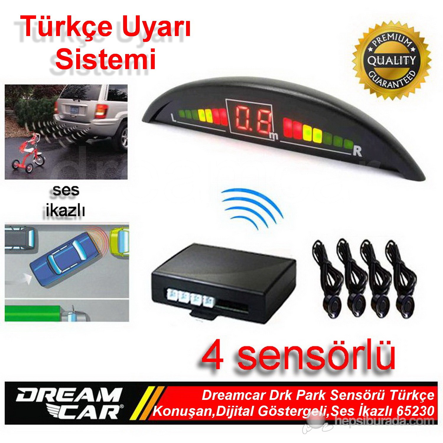Dreamcar Drk Park Sensörü Türkçe Konuşmalı,Dijital Ekranlı,Ses İkazlı,4 Sensörlü 65230