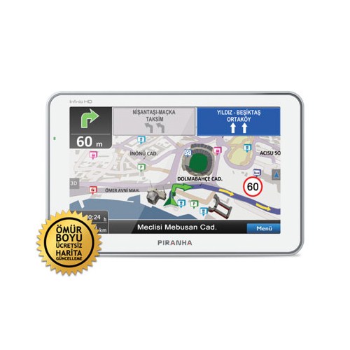 Piranha Infiniti (HD) White 5.0"Navigasyon Cihazı (Ömür Boyu Ücretsiz Güncelleme)