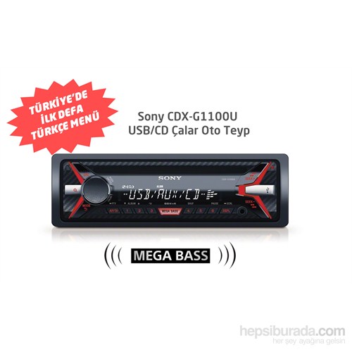 Sony CDX-G1100U Türkçe Menülü CD/USB Oto Teyp