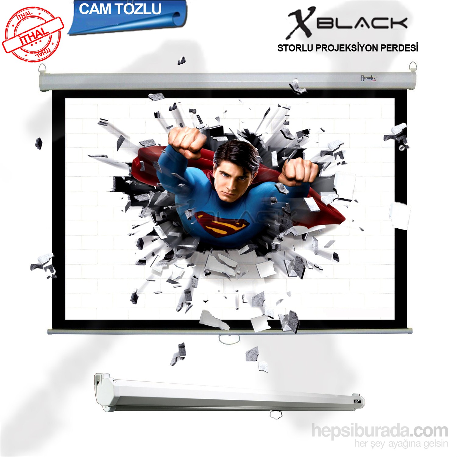Xblack XGS-200 200x200 Glass Beads Storlu İthal Projeksiyon Perdesi (Arkası Siyah Fonlu)