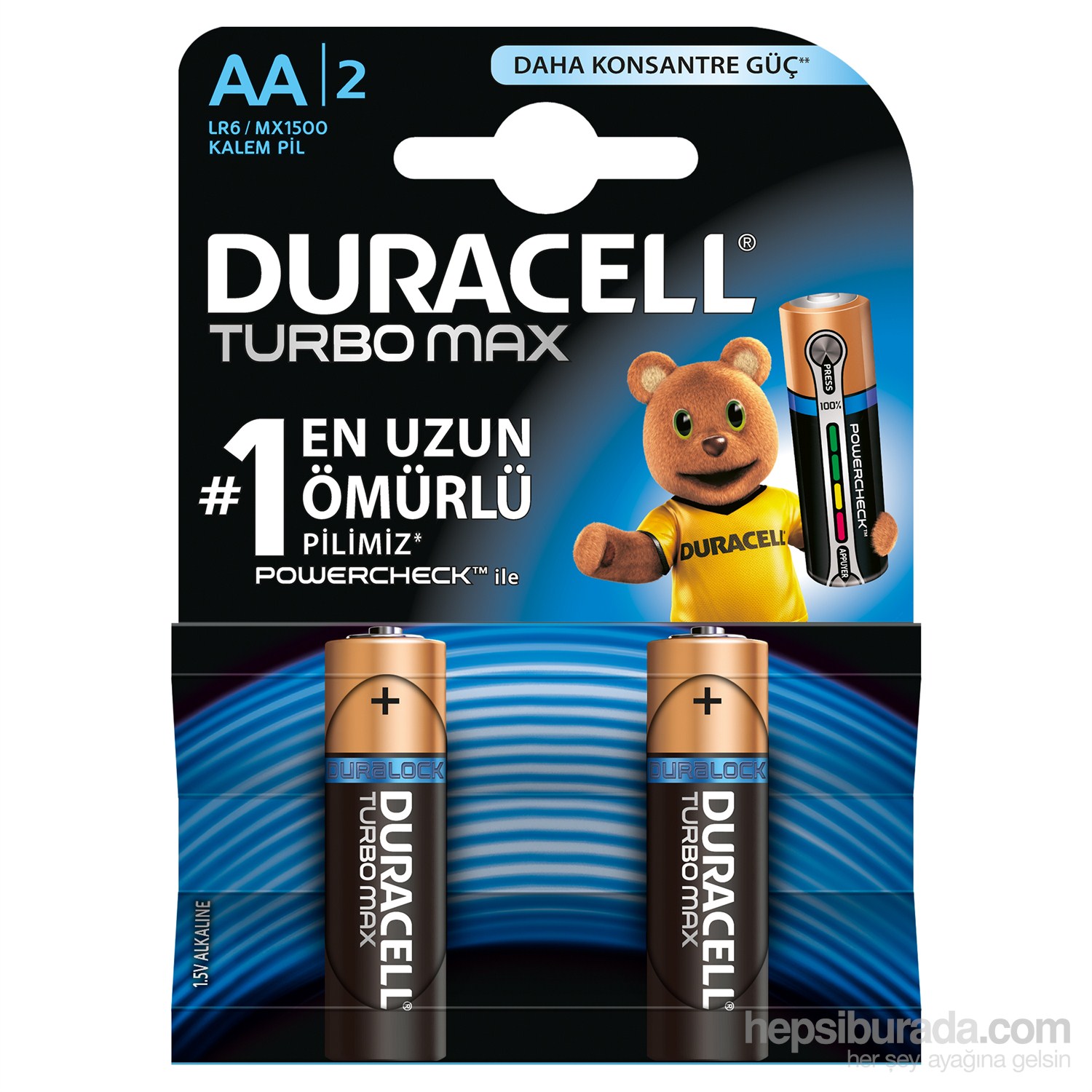 Duracell Turbo Max Alkalin AA Kalem Pil 2'li Paket