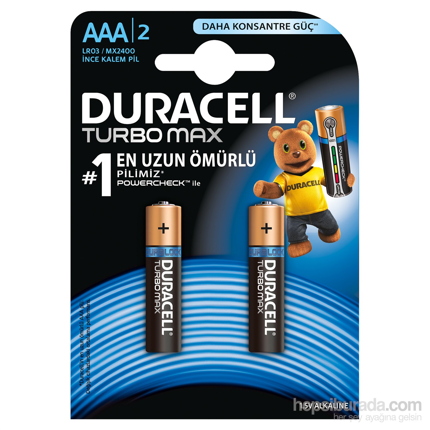 Duracell Turbo Max Alkalin AAA İnce Kalem Pil 2'li Paket