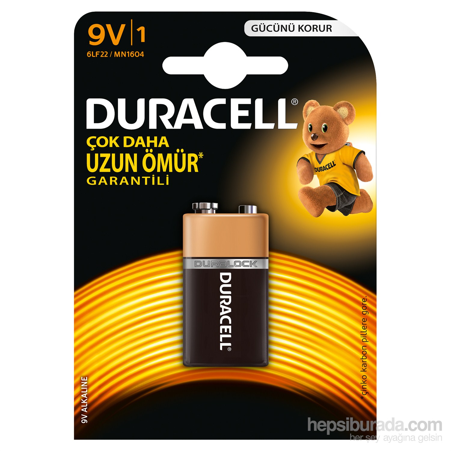 Duracell Alkalin 9 Volt Pil Tekli Paket