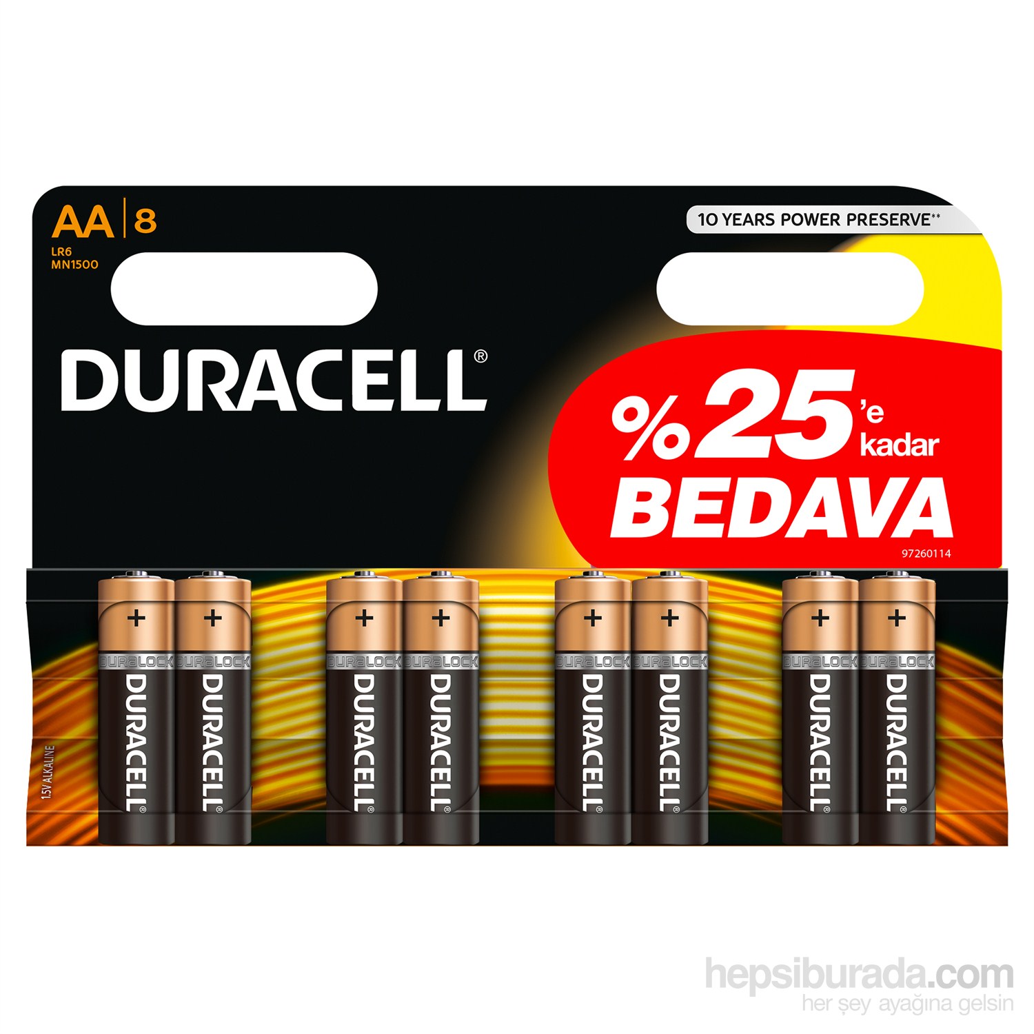 Duracell Alkalin AA Kalem Pil 6+2 Ekonomik Paket