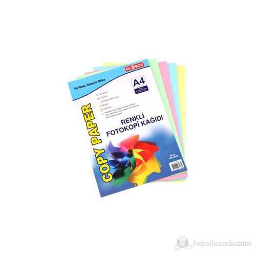 Globox A4 80 Gr/m² Renkli (5 Renk x 20 Yp.)Fotokopi Kağıdı 100 Adet/Paket (6536)