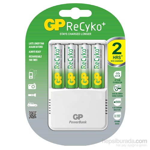 GP Powerbank PB70 Şarj Cihazı Recyko Plus Şarj Edilebilir Kalem Pil Hediyeli