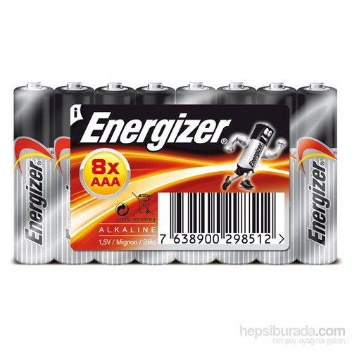 Energizer (D24-8512) Base Alkalin AAA Kalem Pil 8'li Shirink