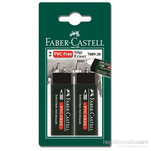 Faber-Castell 2 Plastik Silgi 7089/20 - Siyah (5500188920)