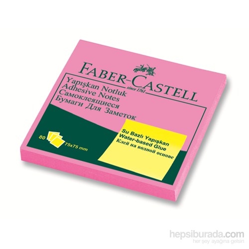 Faber-Castell Yapışkan Notluk 75x75mm Fosforlu Pembe (5089565432)