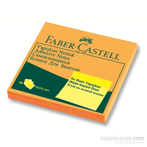 Faber-Castell Yapışkan Notluk 75x75mm Fosforlu Turuncu (5089565435)
