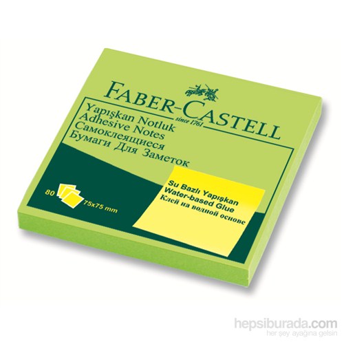 Faber-Castell Yapışkan Notluk 75x75mm Fosforlu Yeşil (5089565433)