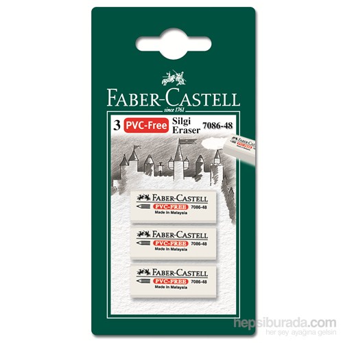 Faber-Castell 3 Plastik Silgi 7086/48 - Beyaz (5500188648)
