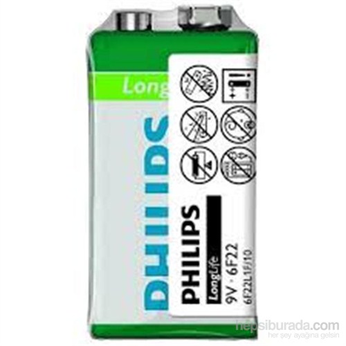 Philips 6F22L1F/97 Longlife 9v Tekli Pil