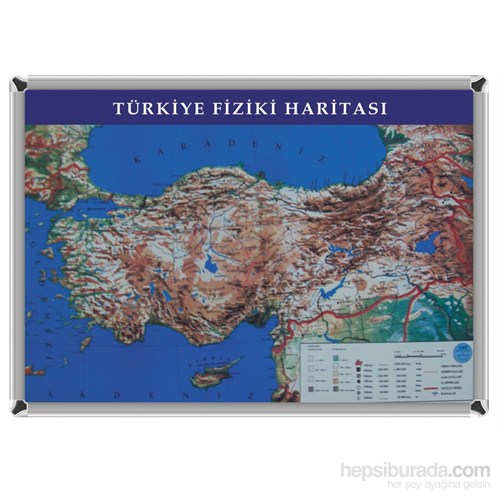 Akyazı 70x100 Türkiye Fiziki Harita